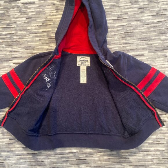OshKosh B'Gosh Toddler Boys Hoodie Jacket Size 2T Kids Navy Blue Full Zip New - Picture 4 of 5